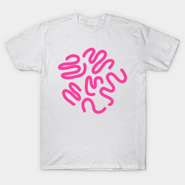 Wiggly pink squiggle print T-Shirt by suzzincolour